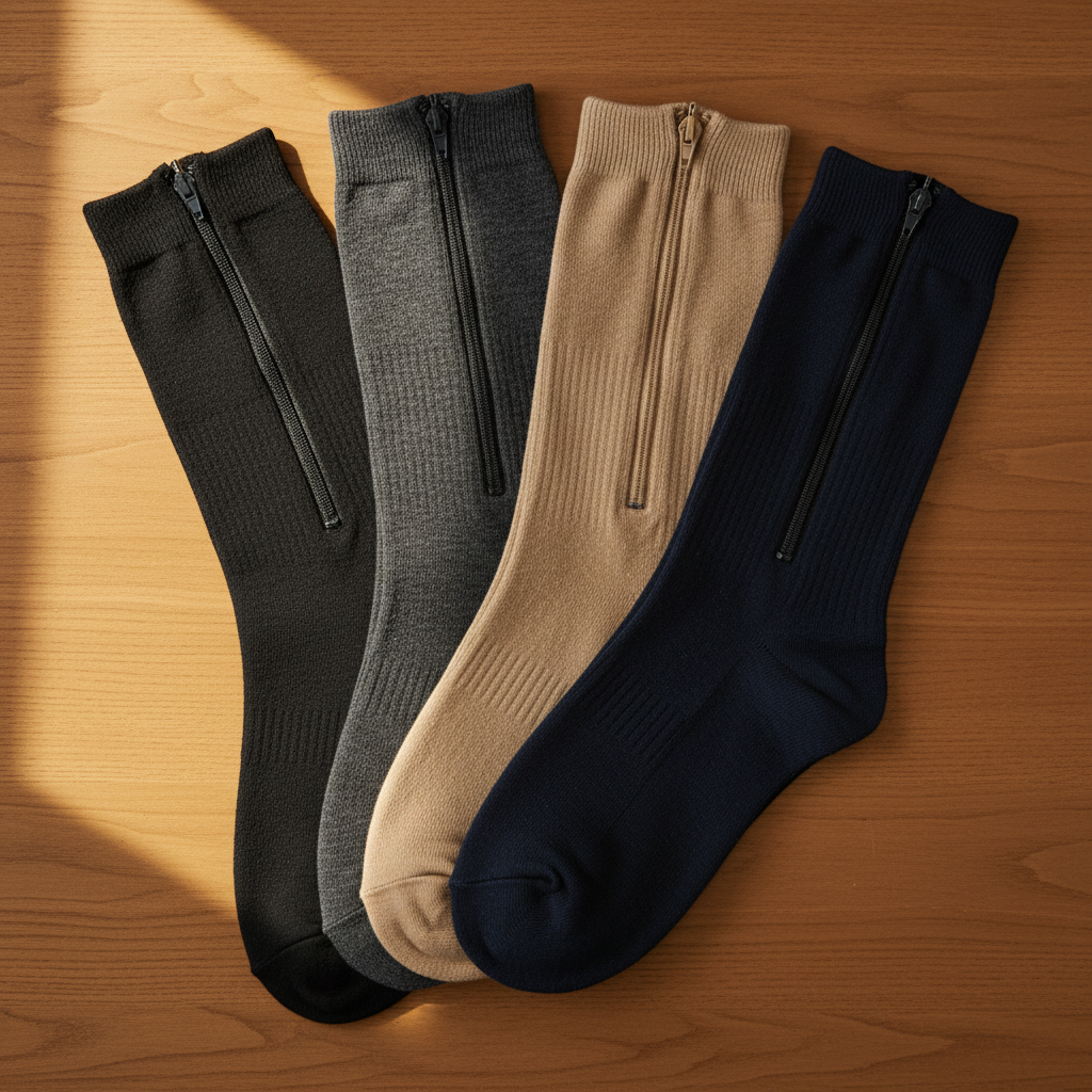 Tavion 4-pack zipper compression socks for seniors — bamboo blend with YKK zipper